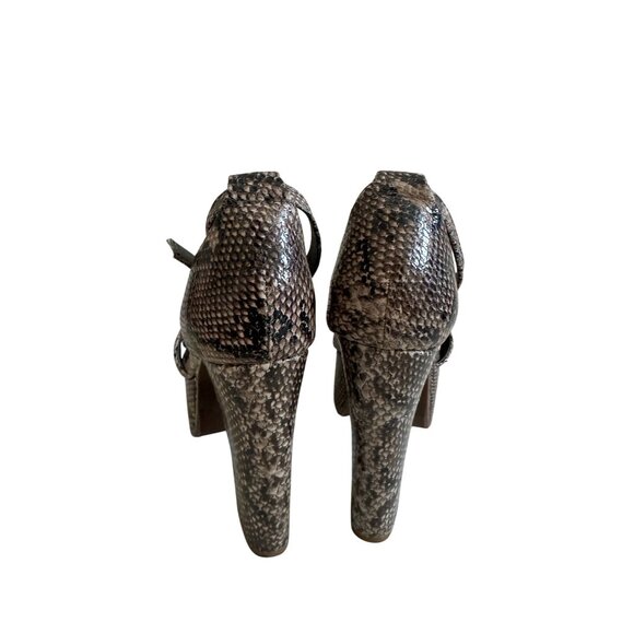 JEFFREY CAMPBELL Snake Print Leather Platform Heels Sandals Size 5 - Picture 8 of 11